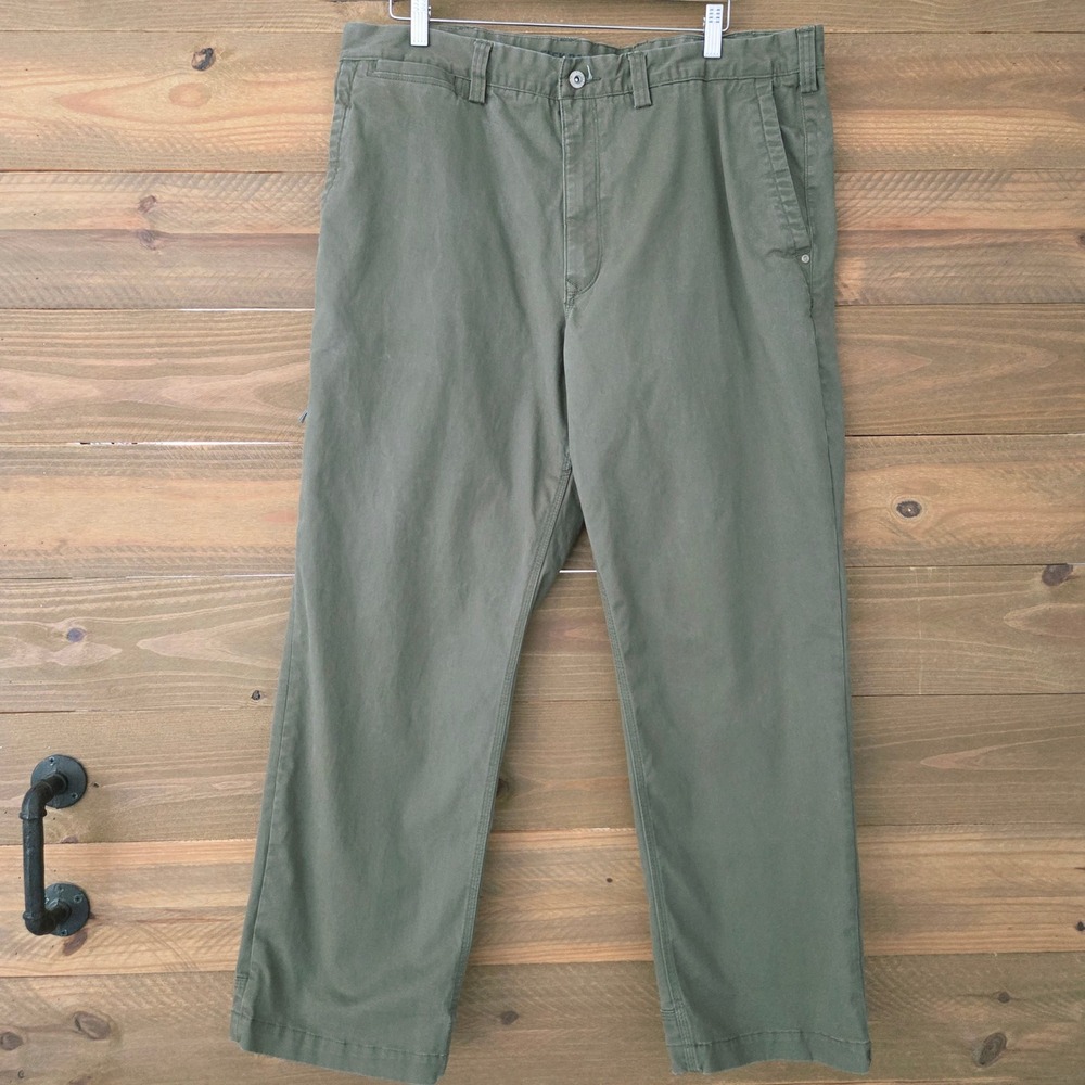 Duluth Trading Co Flex Ballroom Khakis Olive Green Work Pants Mens 40x30